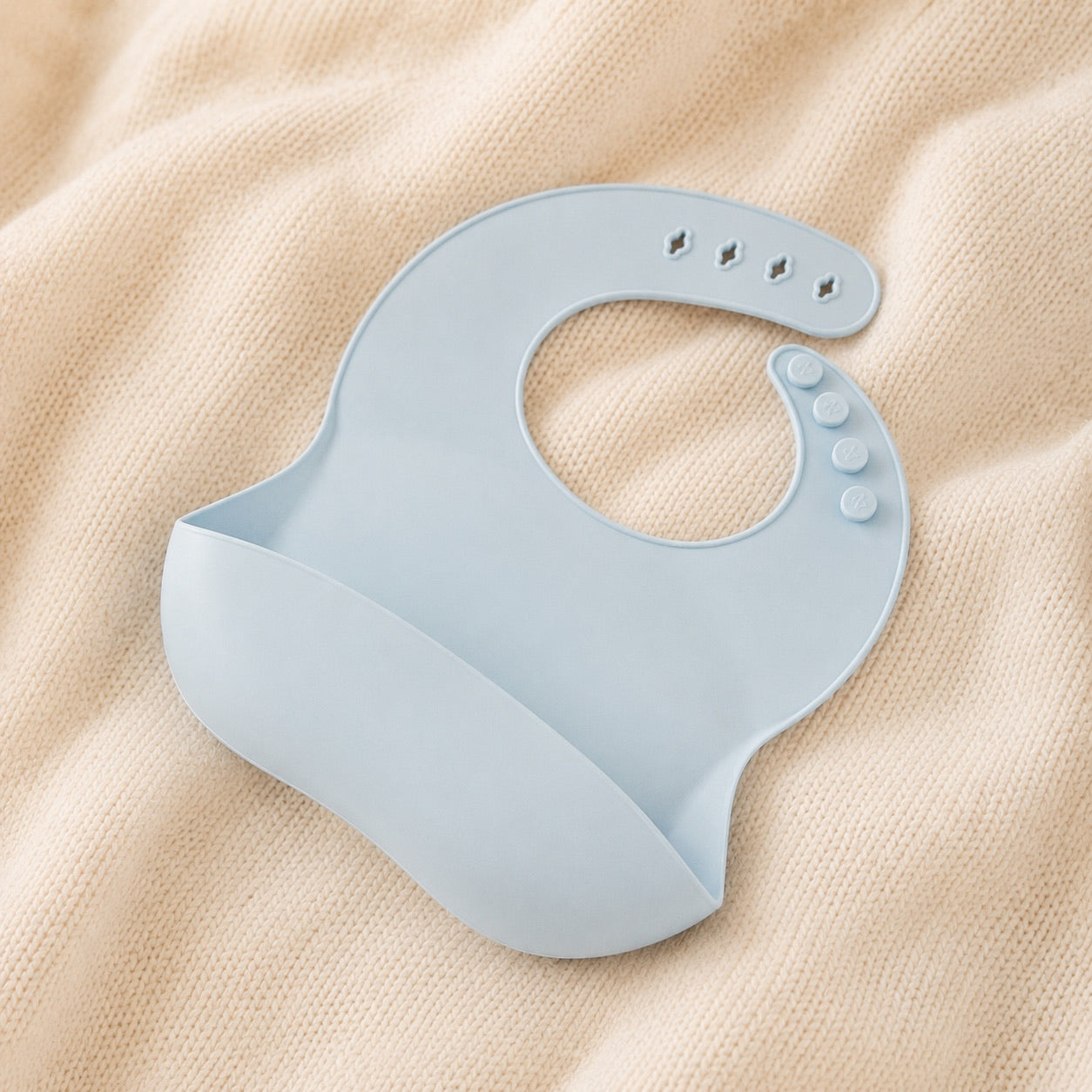 Silicone Catch Bib in Powder Blue – main view