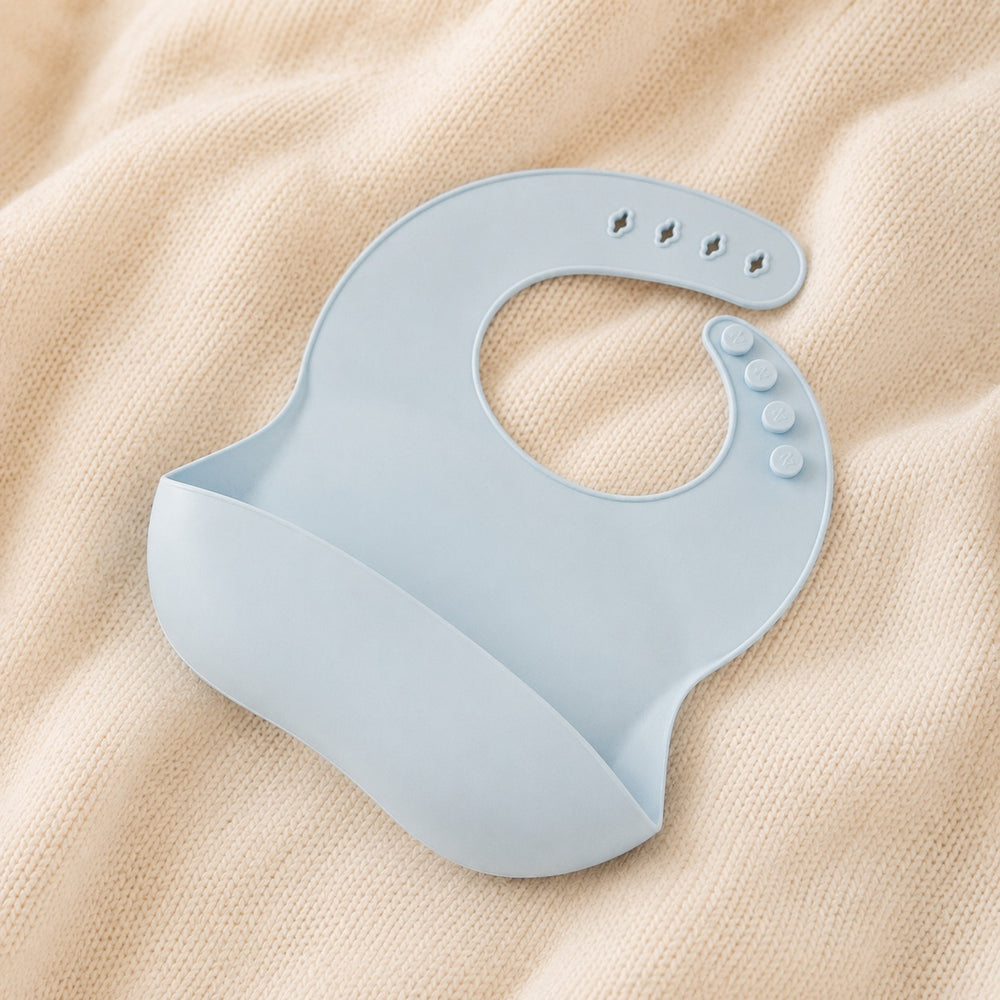 Silicone Catch Bib in Powder Blue – alternate view