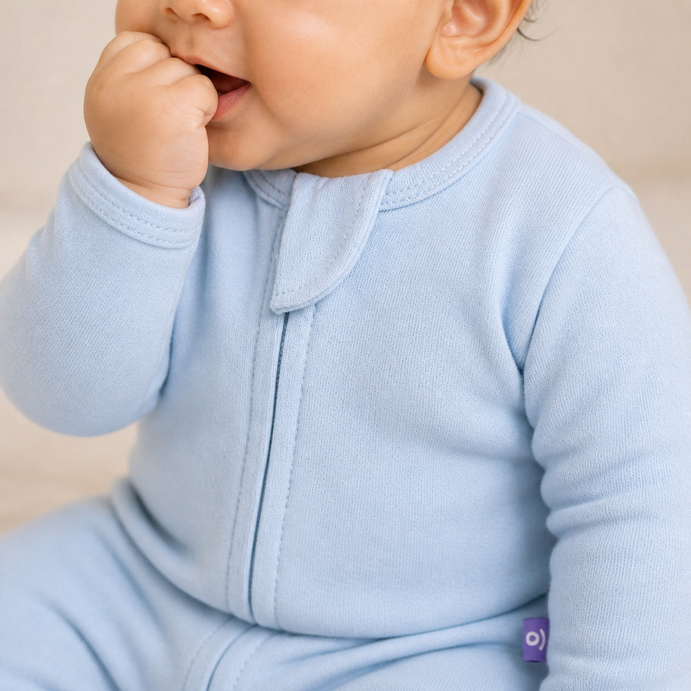 Cloud Soft Sleep Suit in Powder Blue – alternate view