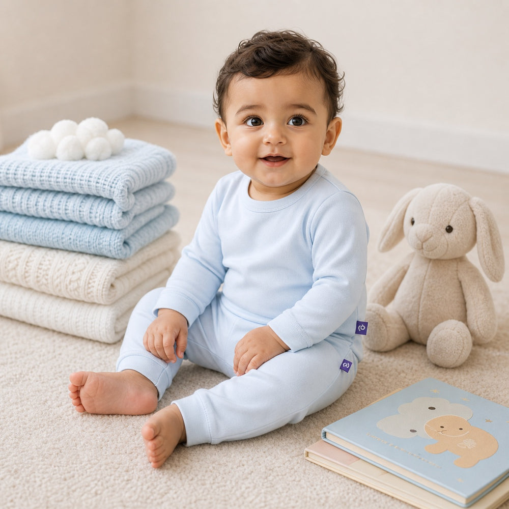 Long-Sleeve Cotton Set in Sky Blue – alternate view