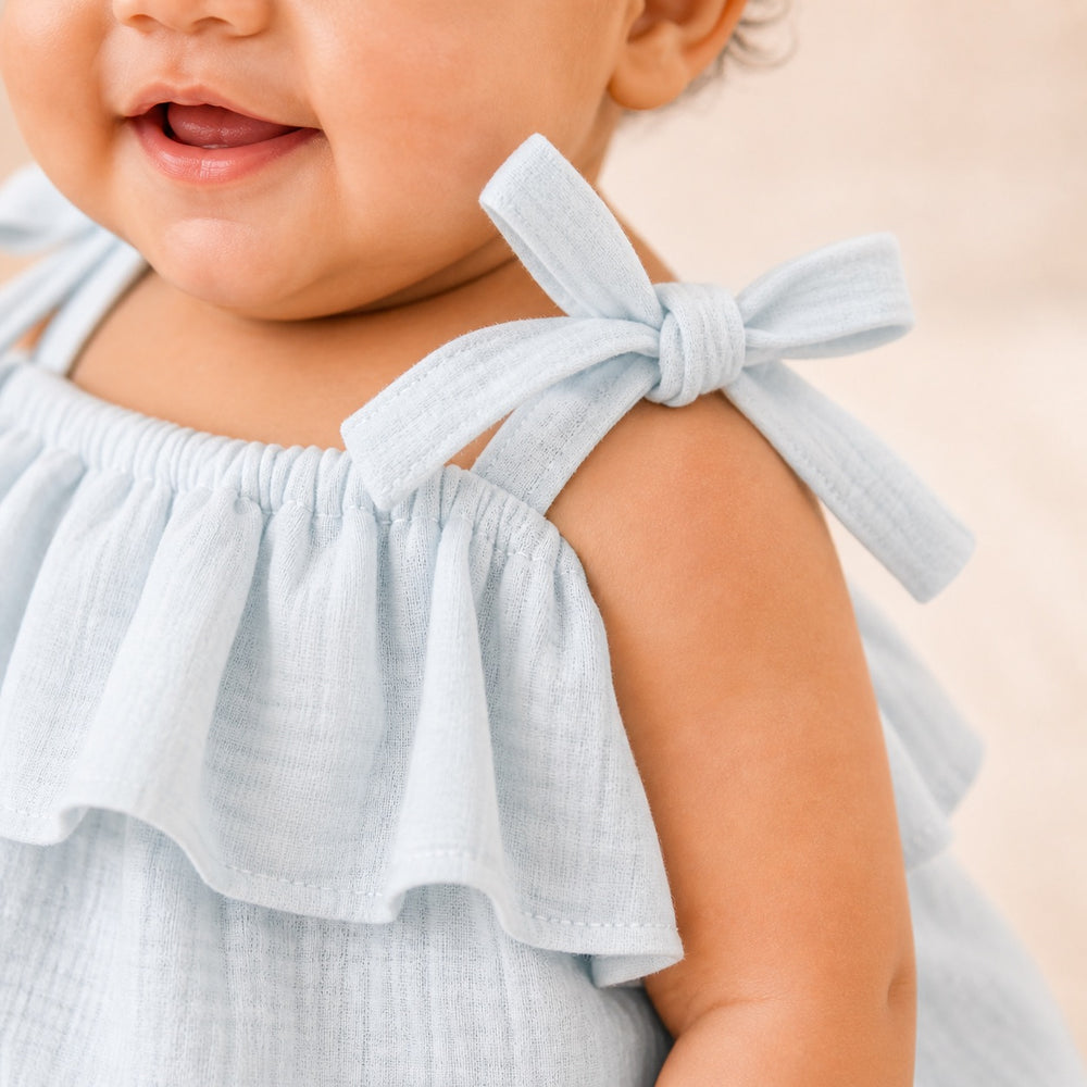 Muslin Day Dress in Powder Blue – alternate view