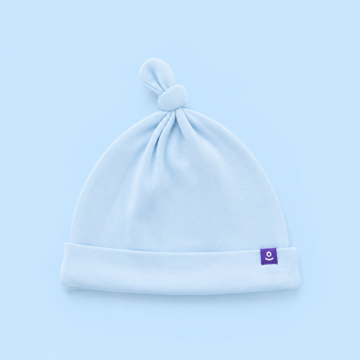 Soft Cotton Newborn Hat in Powder Blue – main view