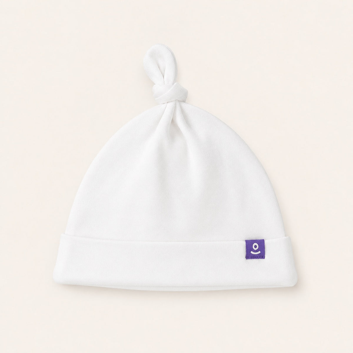 Soft Cotton Newborn Hat in Pure White – main view