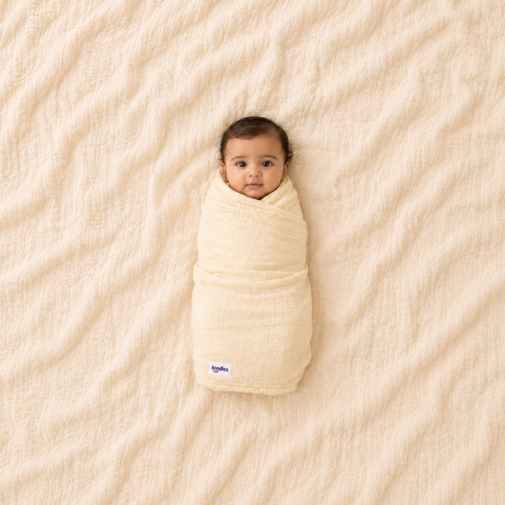Muslin Baby Blanket in Warm Oat – alternate view