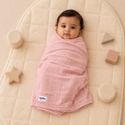 Muslin Baby Blanket in Soft Pink – alternate view